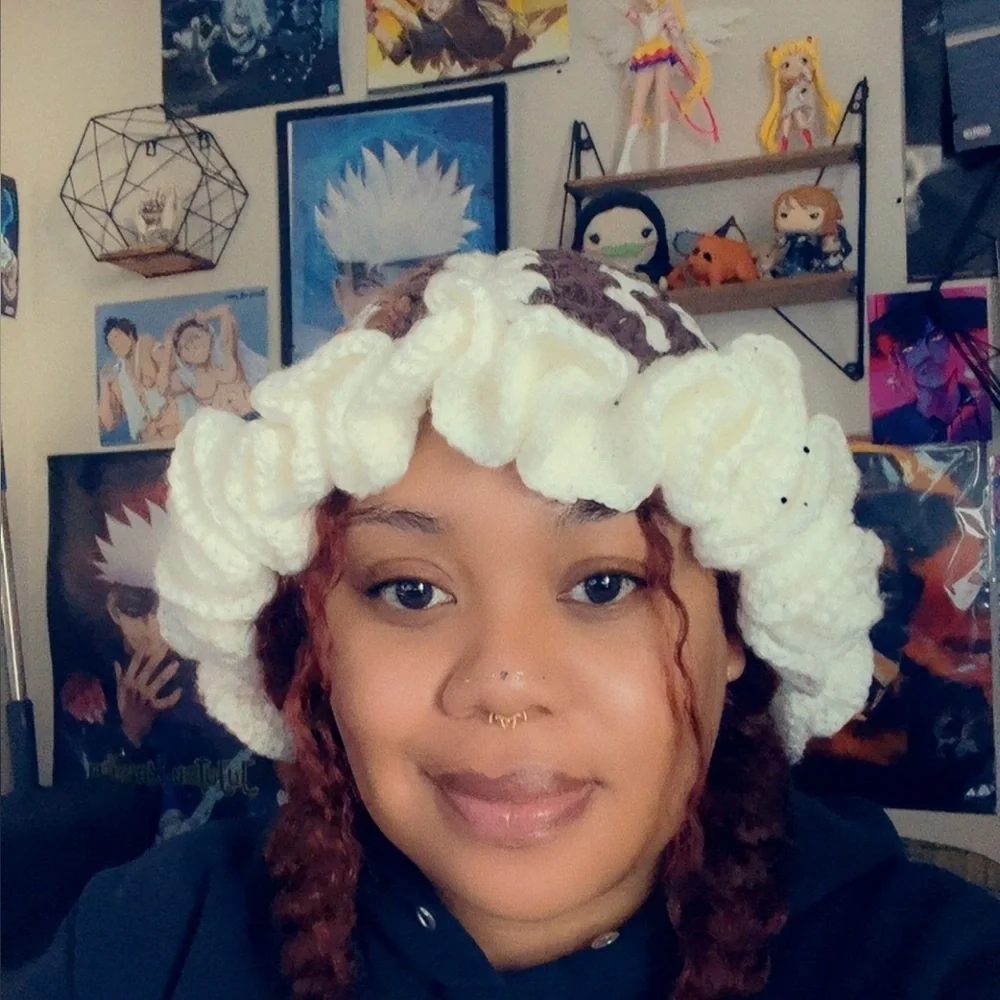 Crochet Granny Square Ruffle Hat - Picture 1 of 6